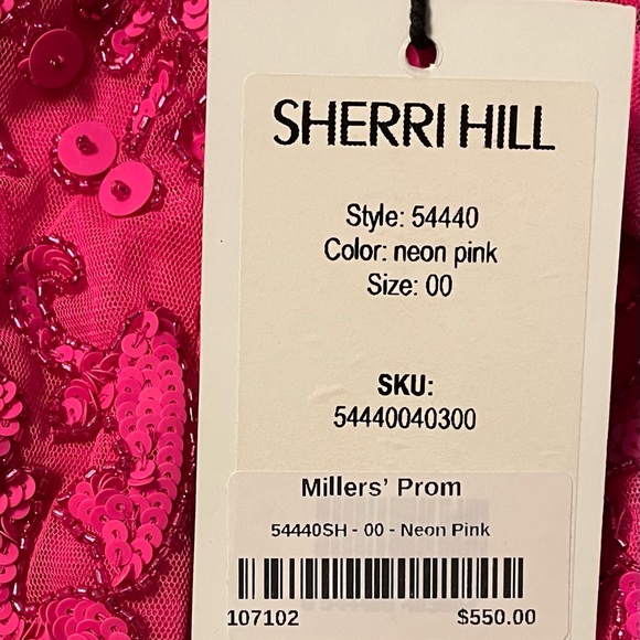 Sherri Hill one shoulder beaded cocktail/homecoming dress — Neon Pink — Size 00 - Picture 6 of 11